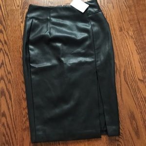 H&M Black Faux Leather Pencil Skirt